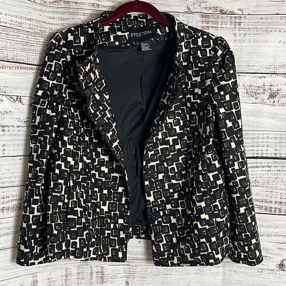 Etcetera Jacket Womens Size 6 retro geo print long sleeve cotten blend Blazer - Picture 2 of 10